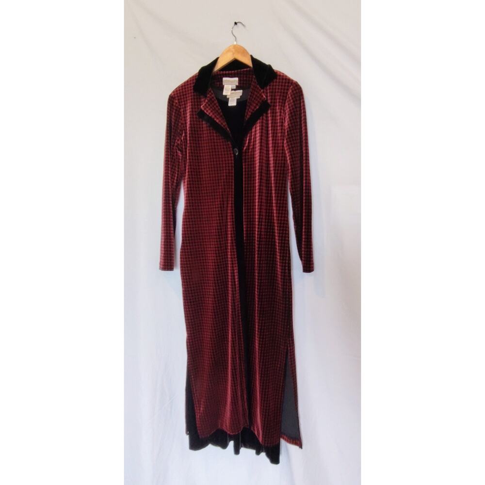 Coldwater Creek Houndstooth 2pc‎ Velvet Long Dress and Duster Coat Size XSM